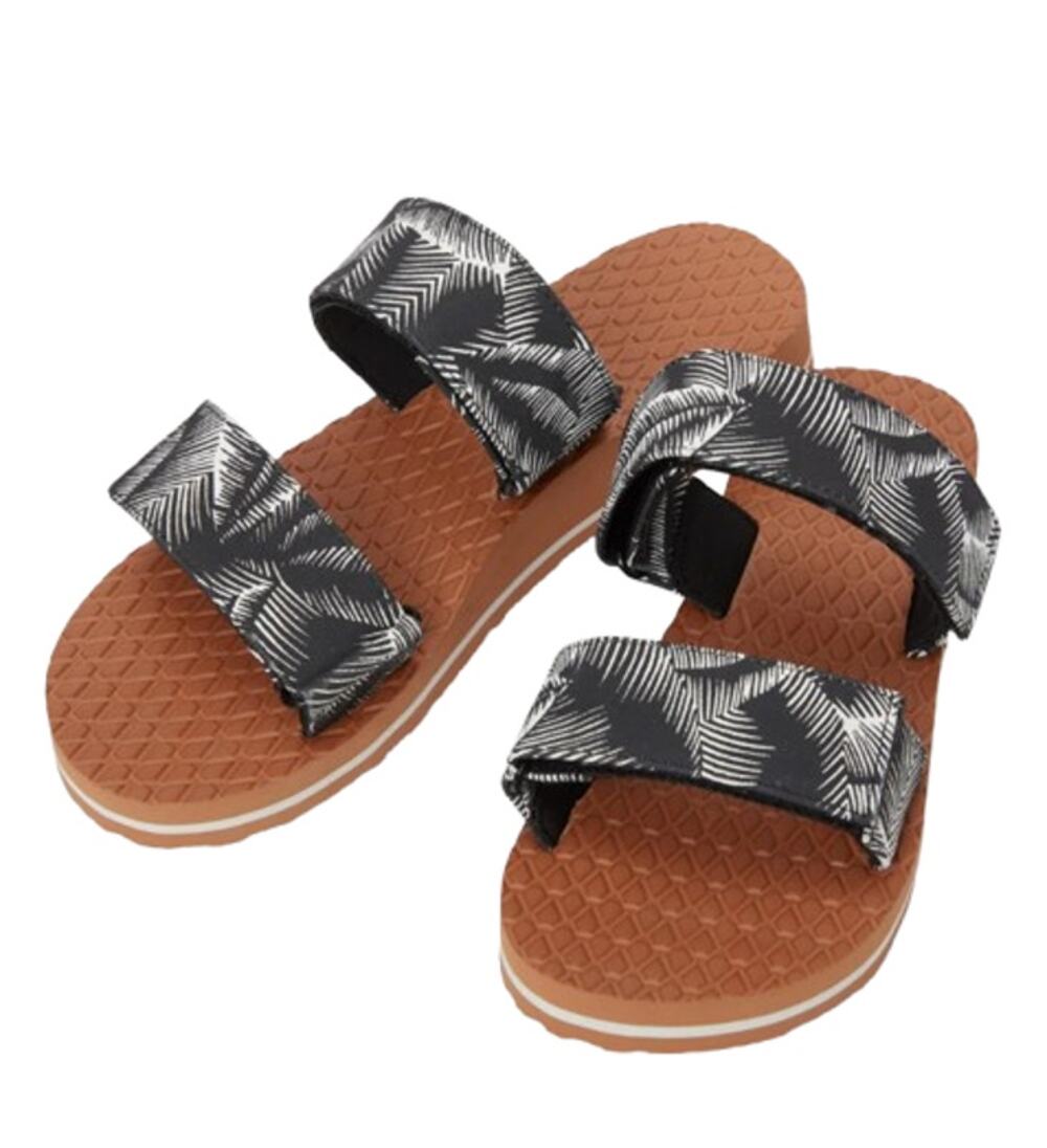 VOLCOM Women's Eco Recliner Slide Sandals Size 7 Black White Print NWOB